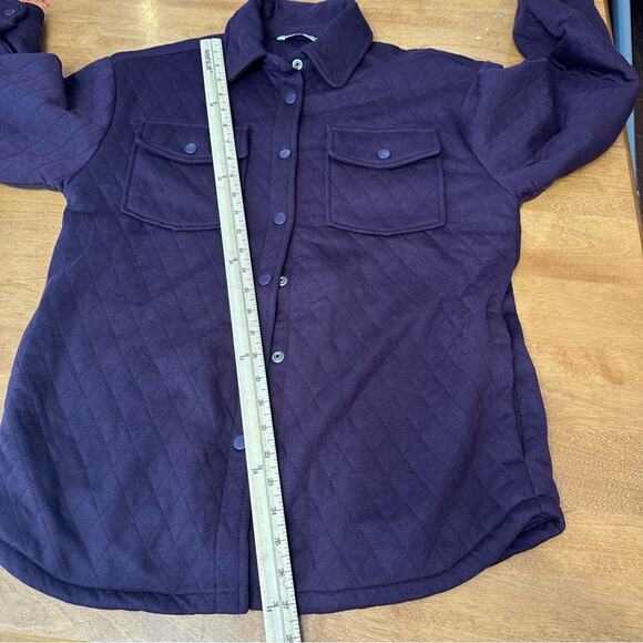 Mountain and Isles Women’s Quilt Shirt Jacket Sz M Eggplant Chore Jacket Shacket - Picture 10 of 11